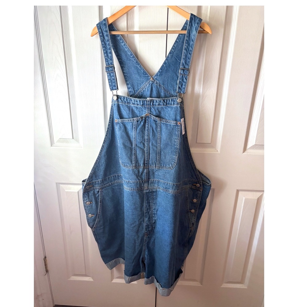 🆕 Old Navy Medium Blue Denim Slouchy Jean Cut-Off Shortalls 4X